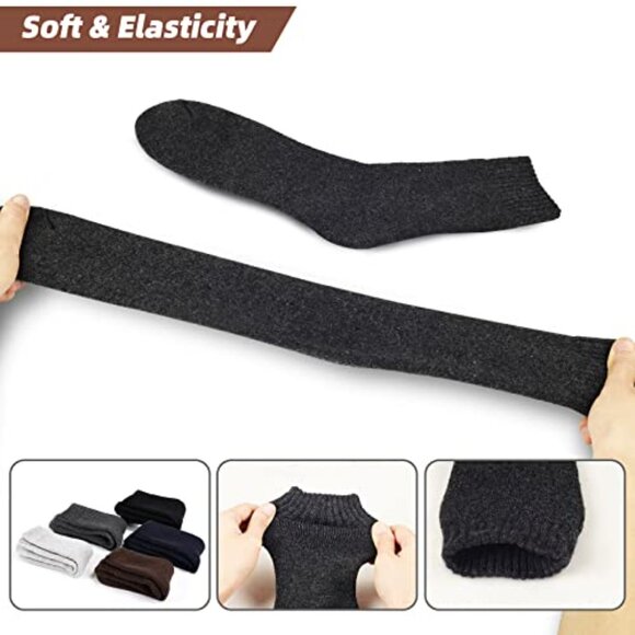 Men's Thermal Wool Boot Socks Thick Cozy Winter Athletic Cold Weather - Picture 3 of 7